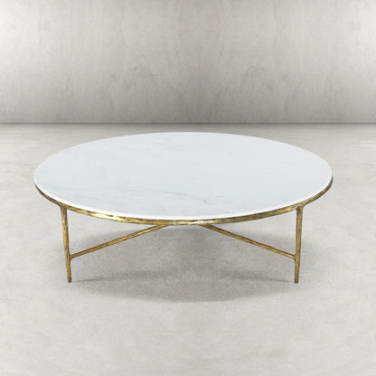 Thaddeus Forged Iron Marble Round Coffee Table 36" 55" - Dawn Lamps