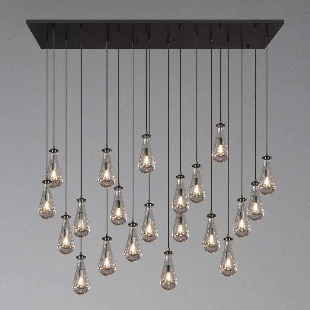 Rain Modern Rectangular Glass Chandelier 72" - Dawn Lamps