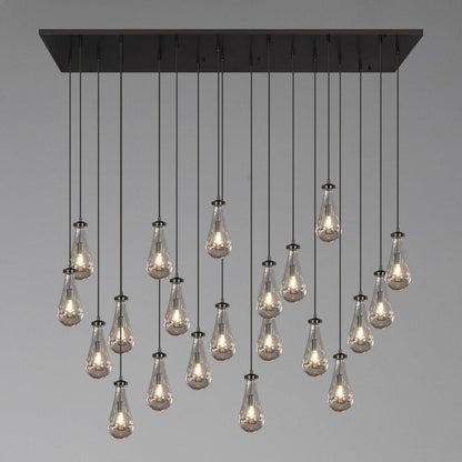 Rain Modern Rectangular Glass Chandelier 72" - Dawn Lamps