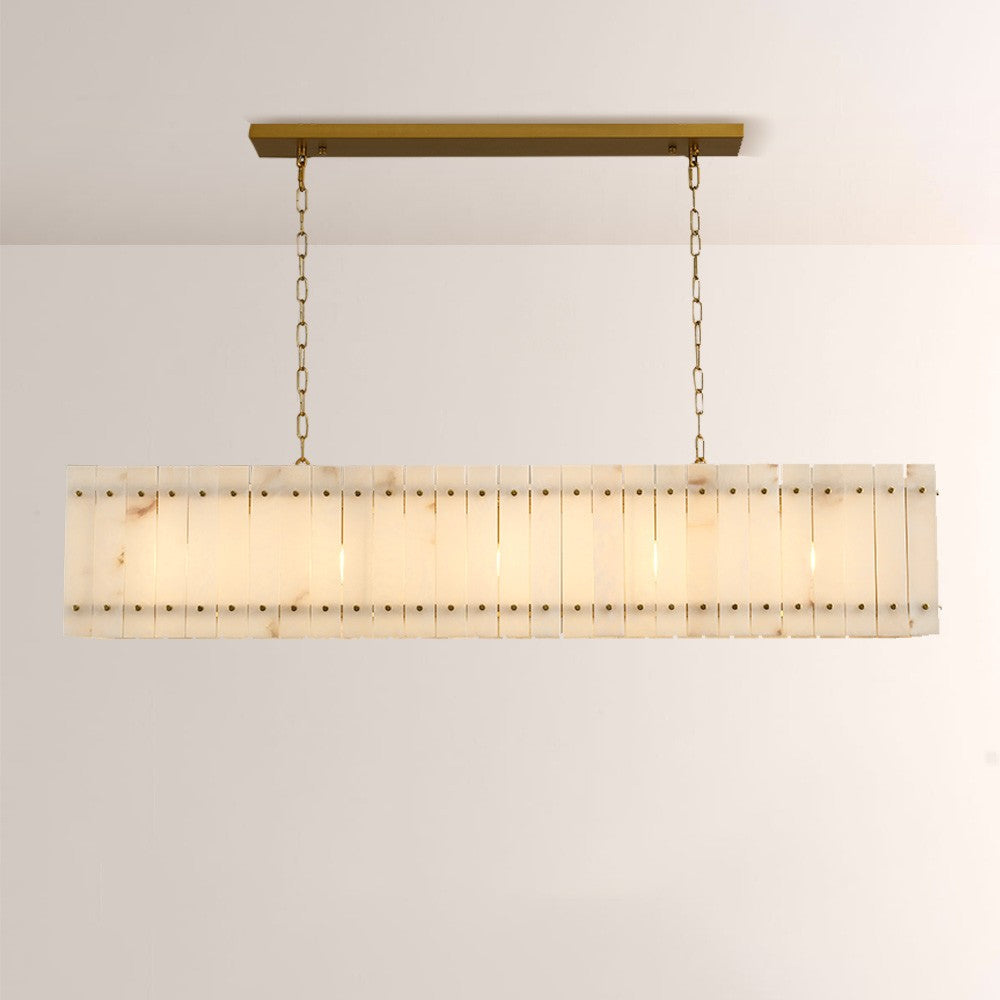 Santa 54 Inch Alabaster Rectangular Chandelier