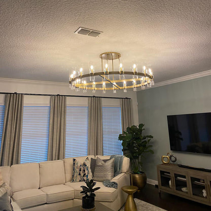 Zenvor 60 Inch Cylinder Glass Round Candle Chandelier