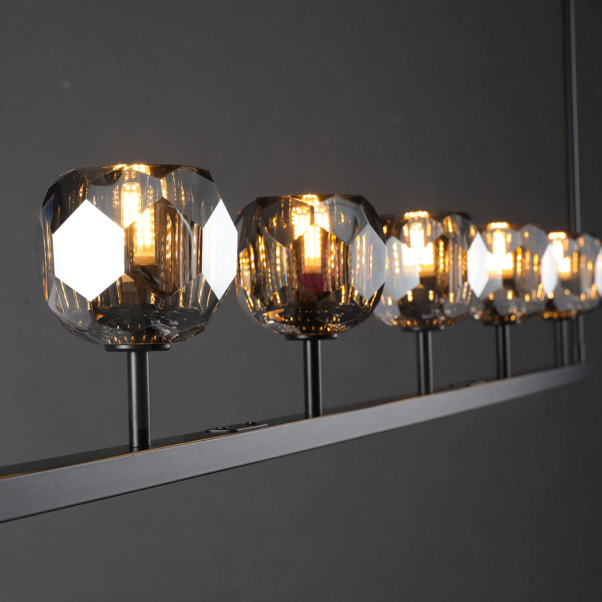 Lumerae 48 Inch Globe Smoked Crystal Linear Chandelier