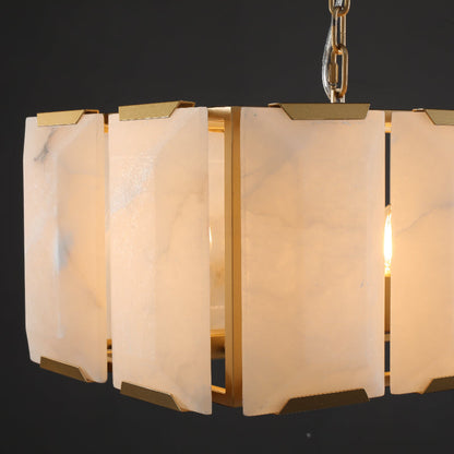 Norvain 54 Inch Alabaster Rectangular Chandelier
