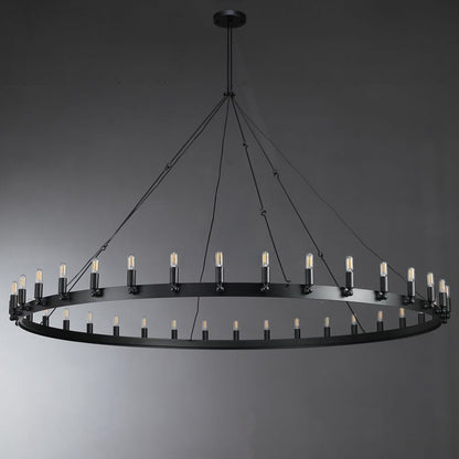 Elaris 72 Inch Tubular Candle Wagon Wheel Chandelier