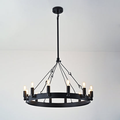 Elaris 26 Inch Tubular Candle Wagon Wheel Chandelier
