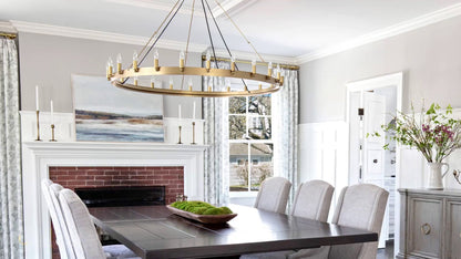 Elaris 50 Inch Bent Tip Candle Wagon Wheel Chandelier