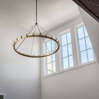 Elaris 50 Inch Bent Tip Candle Wagon Wheel Chandelier
