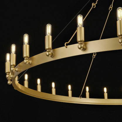 Elaris 50 Inch Tubular Candle Wagon Wheel Chandelier