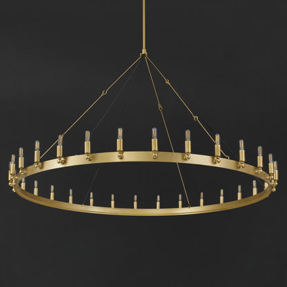 Elaris 63 Inch Tubular Candle Wagon Wheel Chandelier