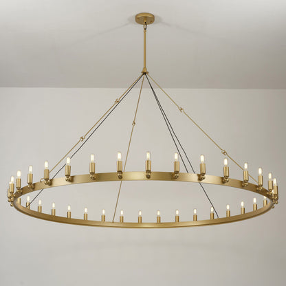 Elaris 72 Inch Tubular Candle Wagon Wheel Chandelier