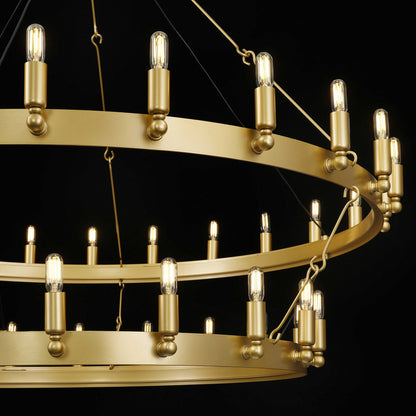 Elaris 38 Inch Tubular Candle Wagon Wheel Tiered Chandelier