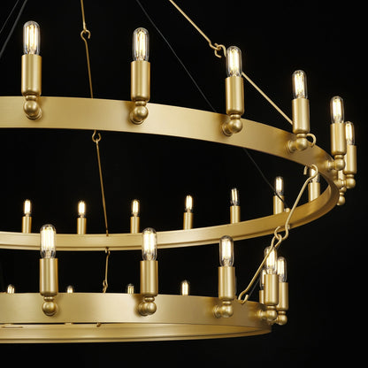 Elaris 63 Inch Tubular Candle Wagon Wheel Tiered Chandelier
