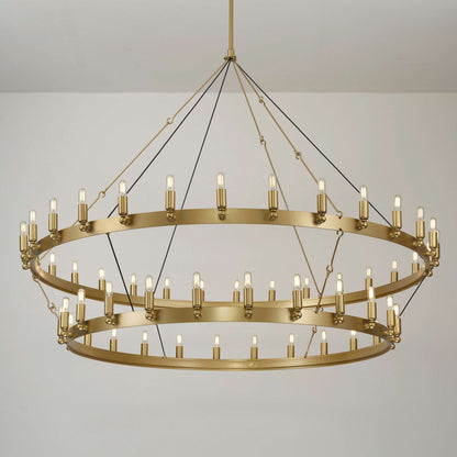 Elaris 63 Inch Tubular Candle Wagon Wheel Tiered Chandelier