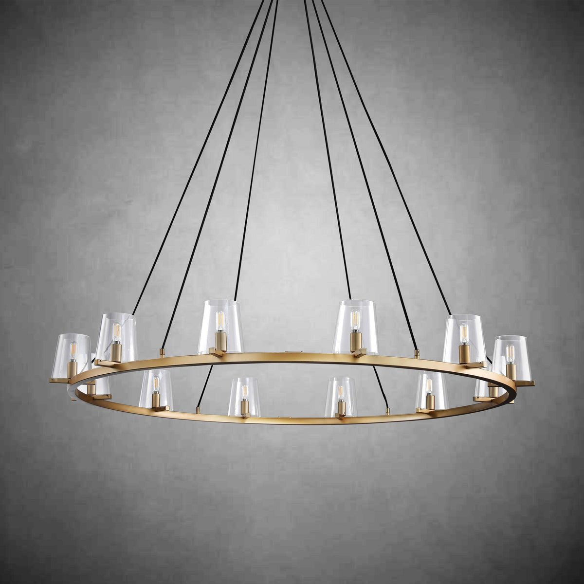 Elvara 60 Inch Cone Glass Shade Round Chandelier