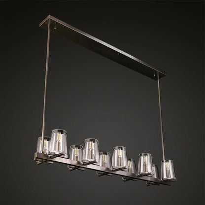 Elvara 49 Inch Cone Glass Shade Double Linear Chandelier