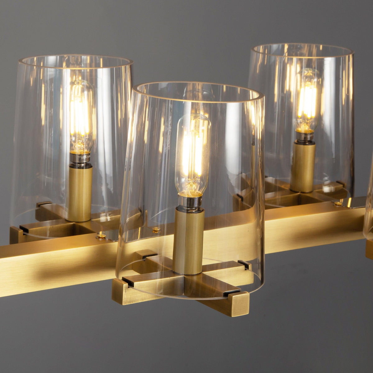 Elvara 60 Inch Cone Glass Shade Double Linear Chandelier