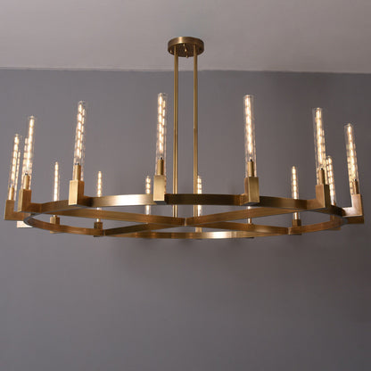 Althene 72 Inch Fluted Glass Round Candle Chandelier