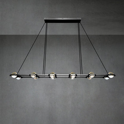 Caldris 72 Inch Globe Crystal Rectangular Chandelier