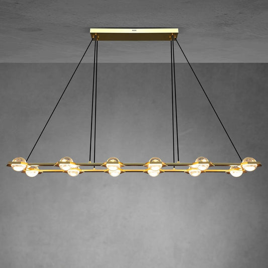 Caldris 72 Inch Globe Crystal Rectangular Chandelier