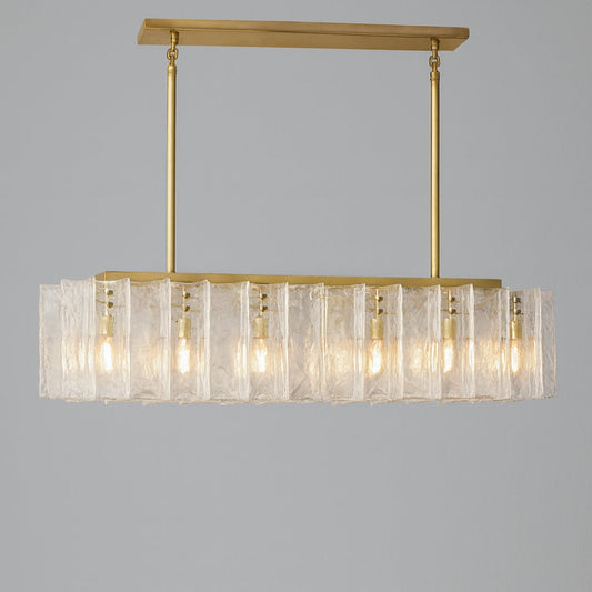 Zorion 49 Inch Clear Textured Glass Rectangular Chandelier