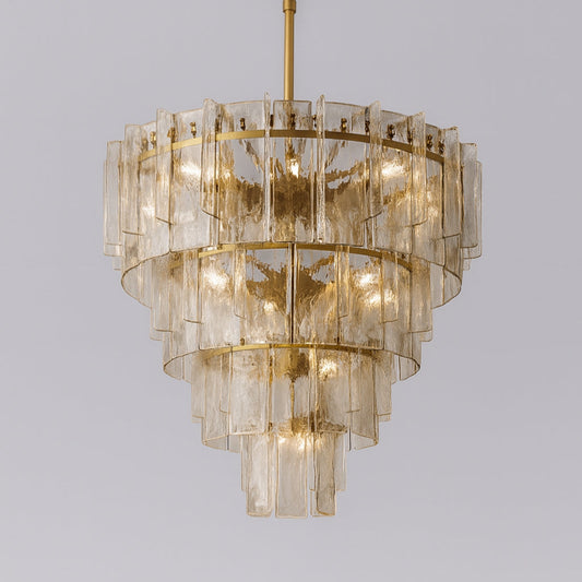 Zorion 47 Inch Amber Textured Glass Tiered Chandelier