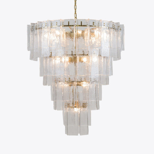 Zorion 47 Inch Clear Textured Glass Tiered Chandelier