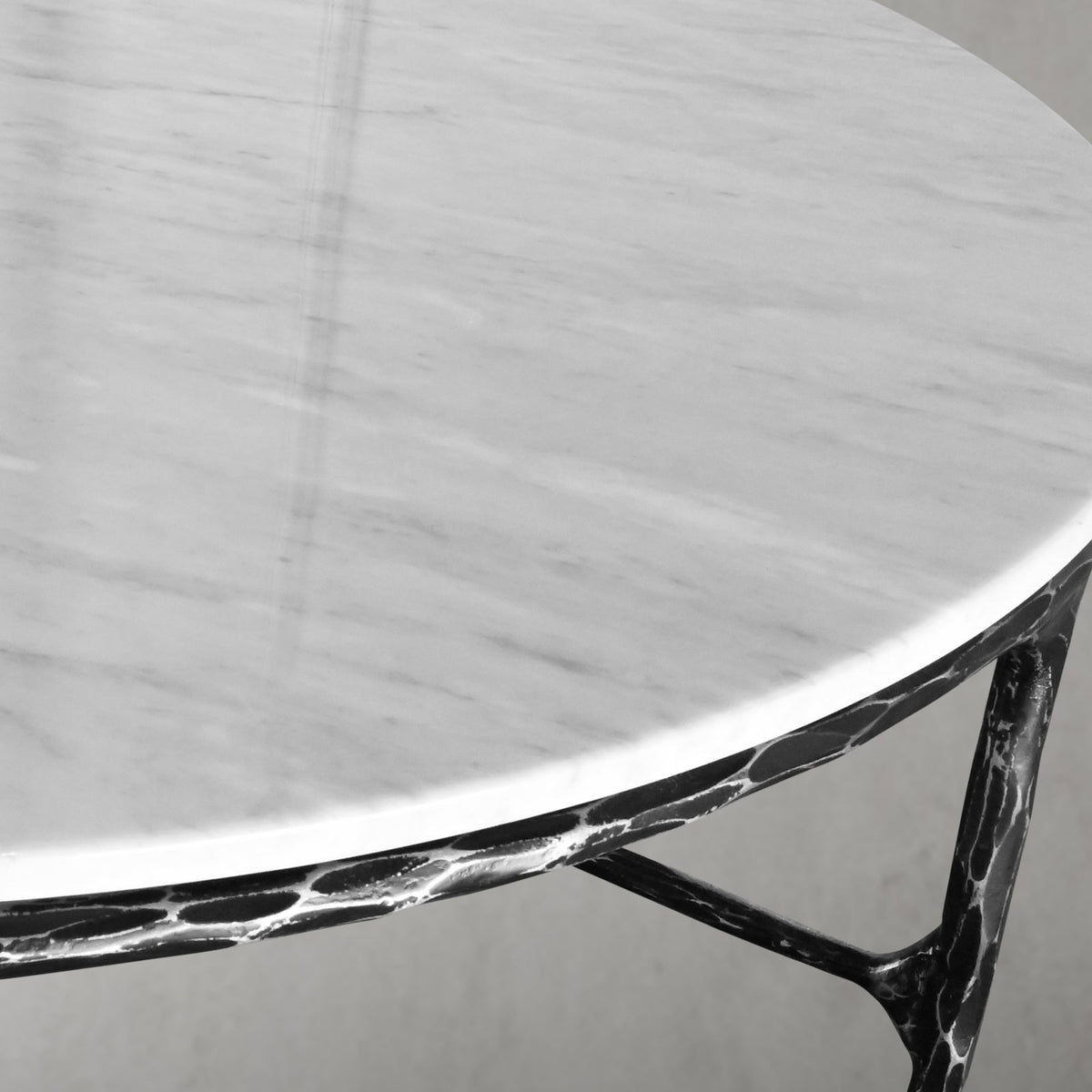 Thaddeus Forged Iron Marble Round Coffee Table 36" 55" - Dawn Lamps