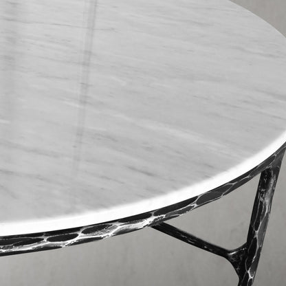 Thaddeus Forged Iron Marble Round Coffee Table 36" 55" - Dawn Lamps