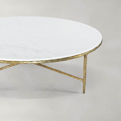 Thaddeus Forged Iron Marble Round Coffee Table 36" 55" - Dawn Lamps