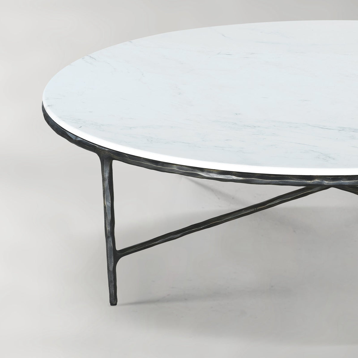 Thaddeus Forged Iron Marble Round Coffee Table 36" 55" - Dawn Lamps