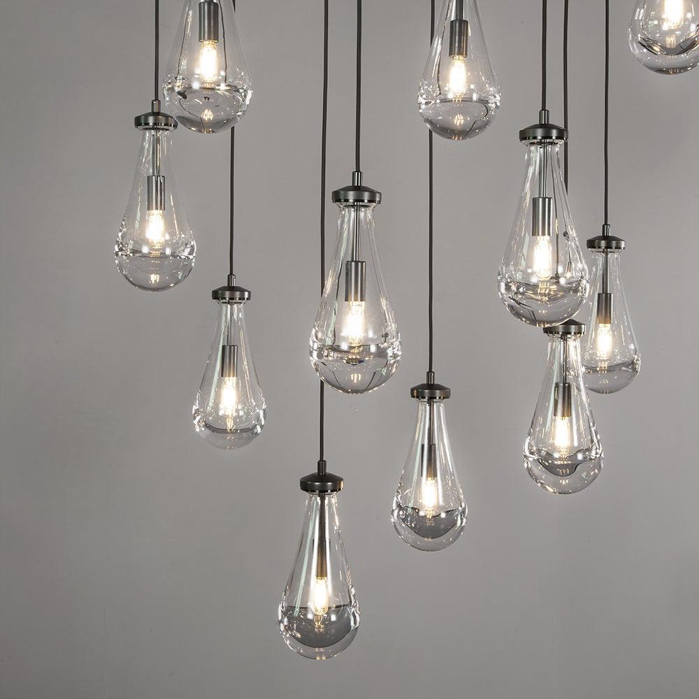 Rain Modern Rectangular Glass Chandelier 72" - Dawn Lamps