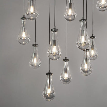 Rain Modern Rectangular Glass Chandelier 72" - Dawn Lamps