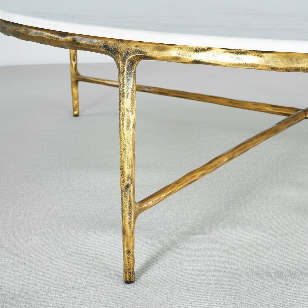 Thaddeus Forged Iron Marble Round Coffee Table 36" 55" - Dawn Lamps