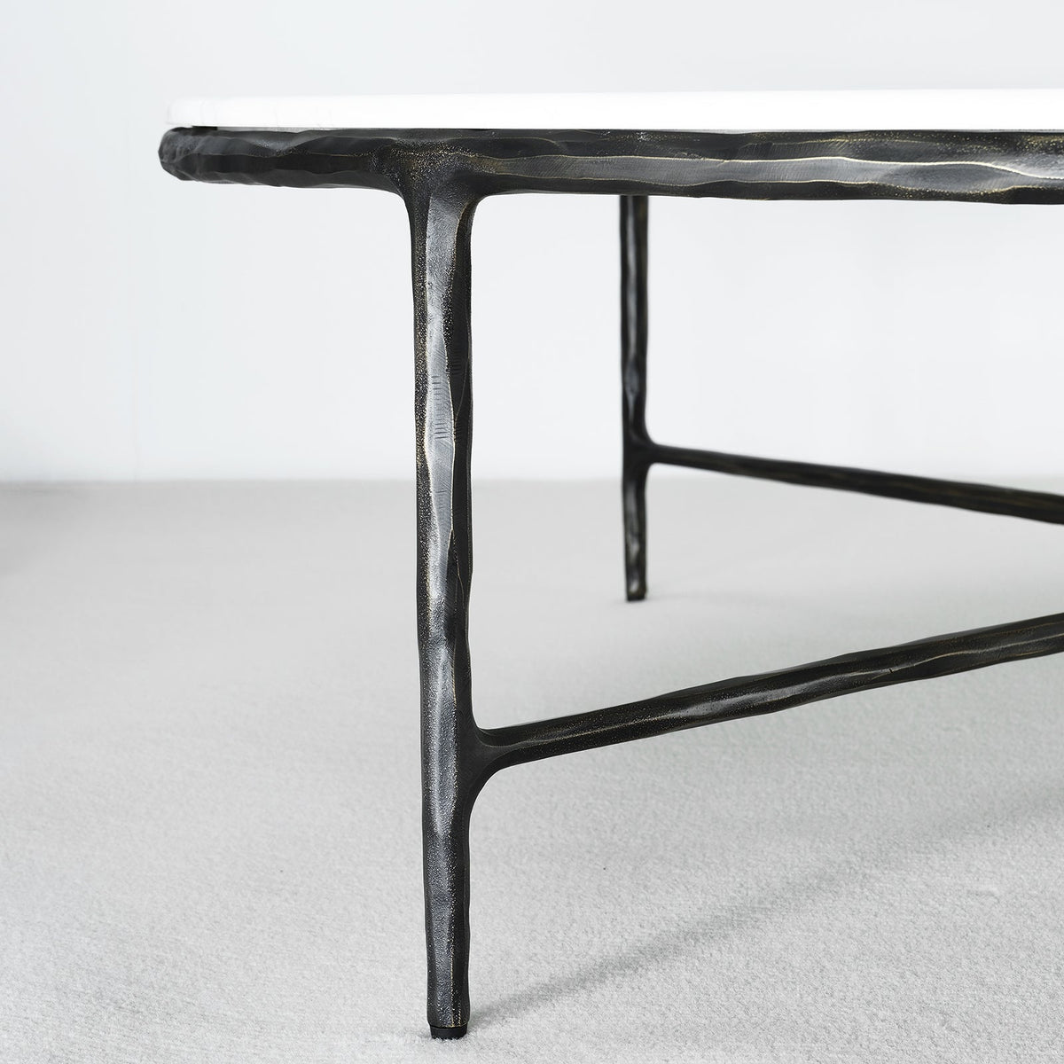 Thaddeus Forged Iron Marble Round Coffee Table 36" 55" - Dawn Lamps
