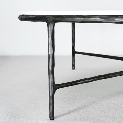 Thaddeus Forged Iron Marble Round Coffee Table 36" 55" - Dawn Lamps