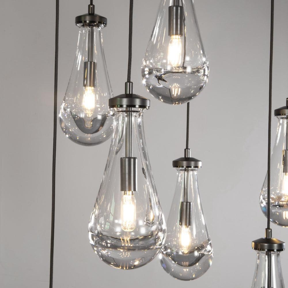 Rain Modern Rectangular Glass Chandelier 72" - Dawn Lamps