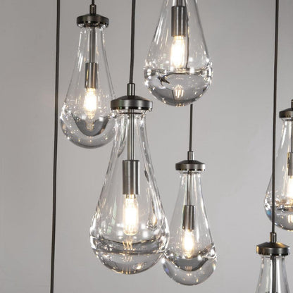 Rain Modern Rectangular Glass Chandelier 72" - Dawn Lamps
