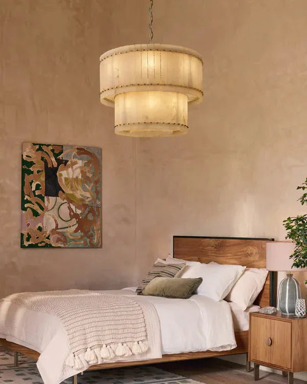 San Marco Alabaster Round 2-Tiered Chandelier - Dawn Lamps
