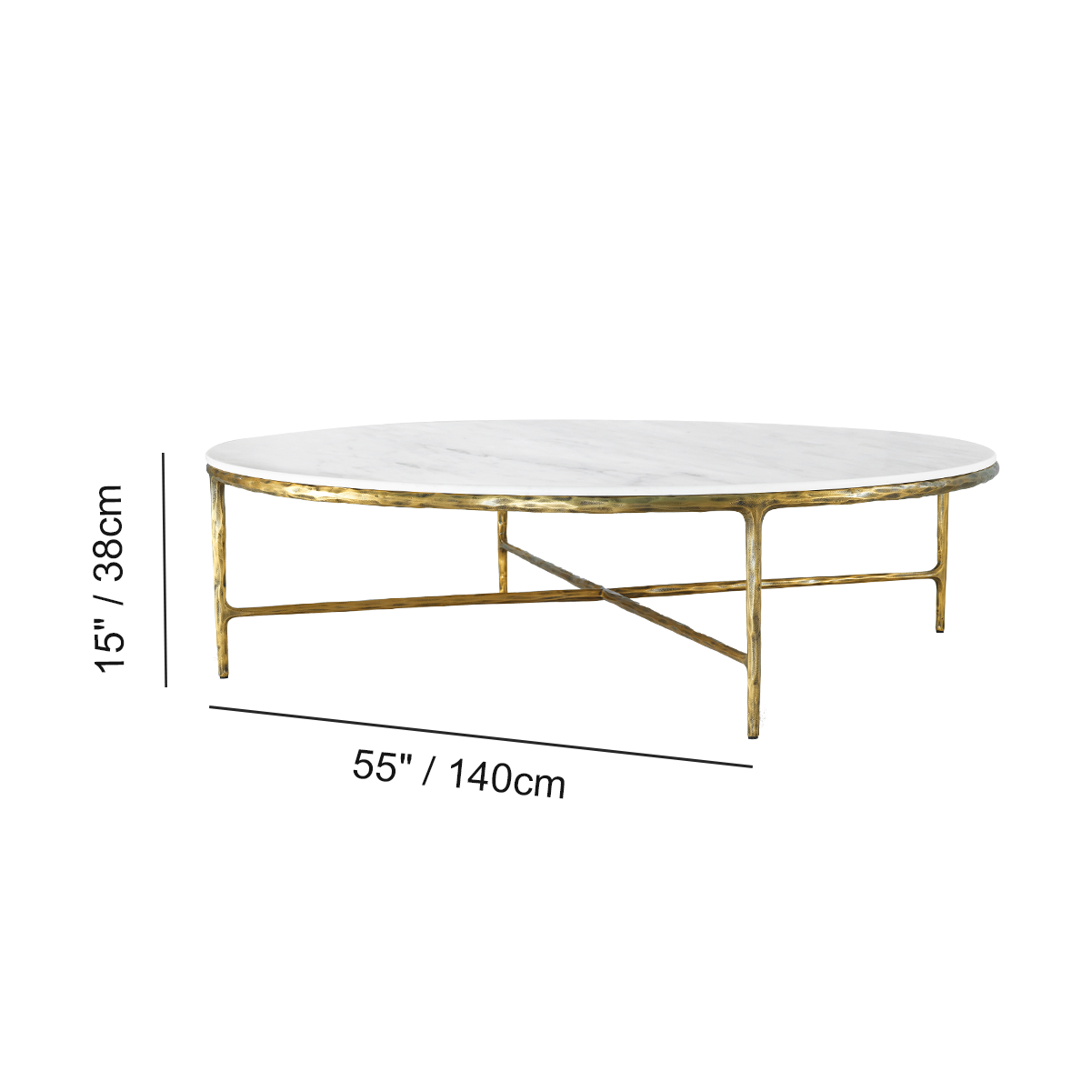 Thaddeus Forged Iron Marble Round Coffee Table 36" 55" - Dawn Lamps