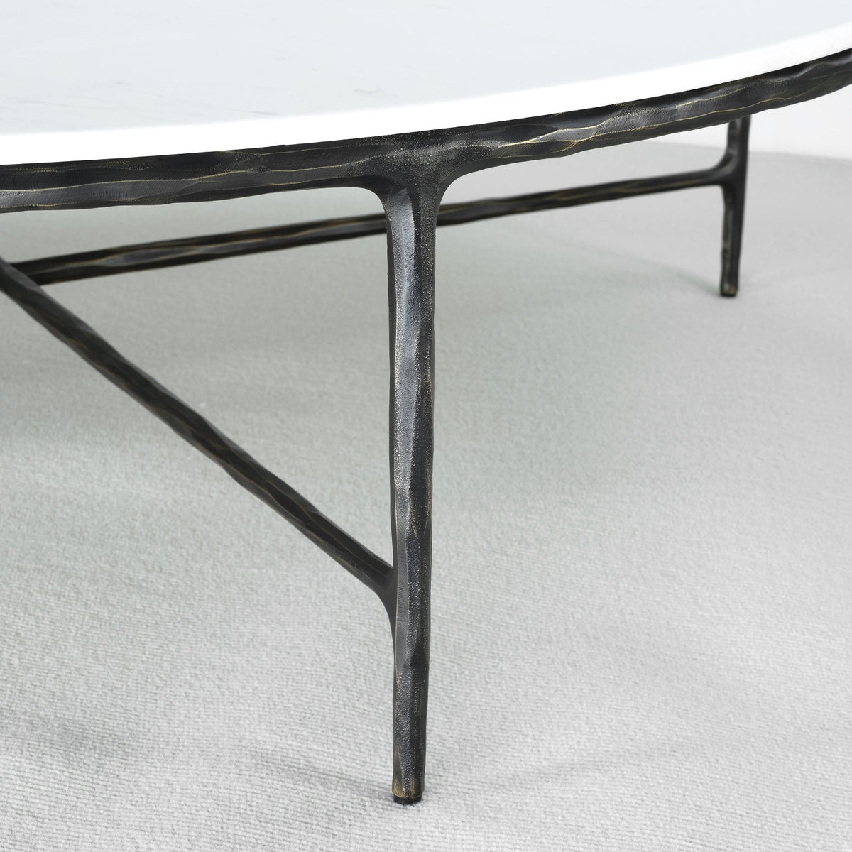 Thaddeus Forged Iron Marble Round Coffee Table 36" 55" - Dawn Lamps