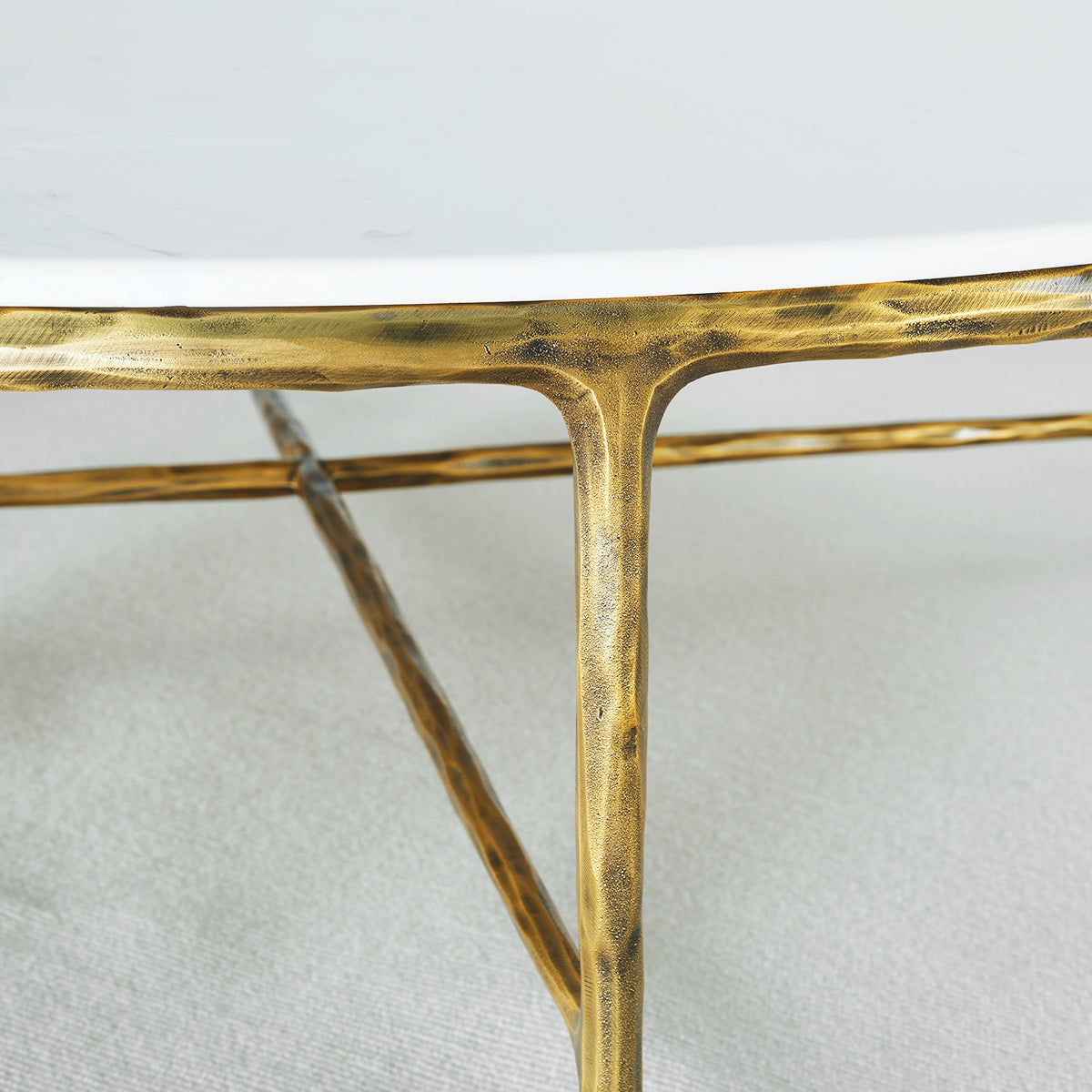 Thaddeus Forged Iron Marble Round Coffee Table 36" 55" - Dawn Lamps