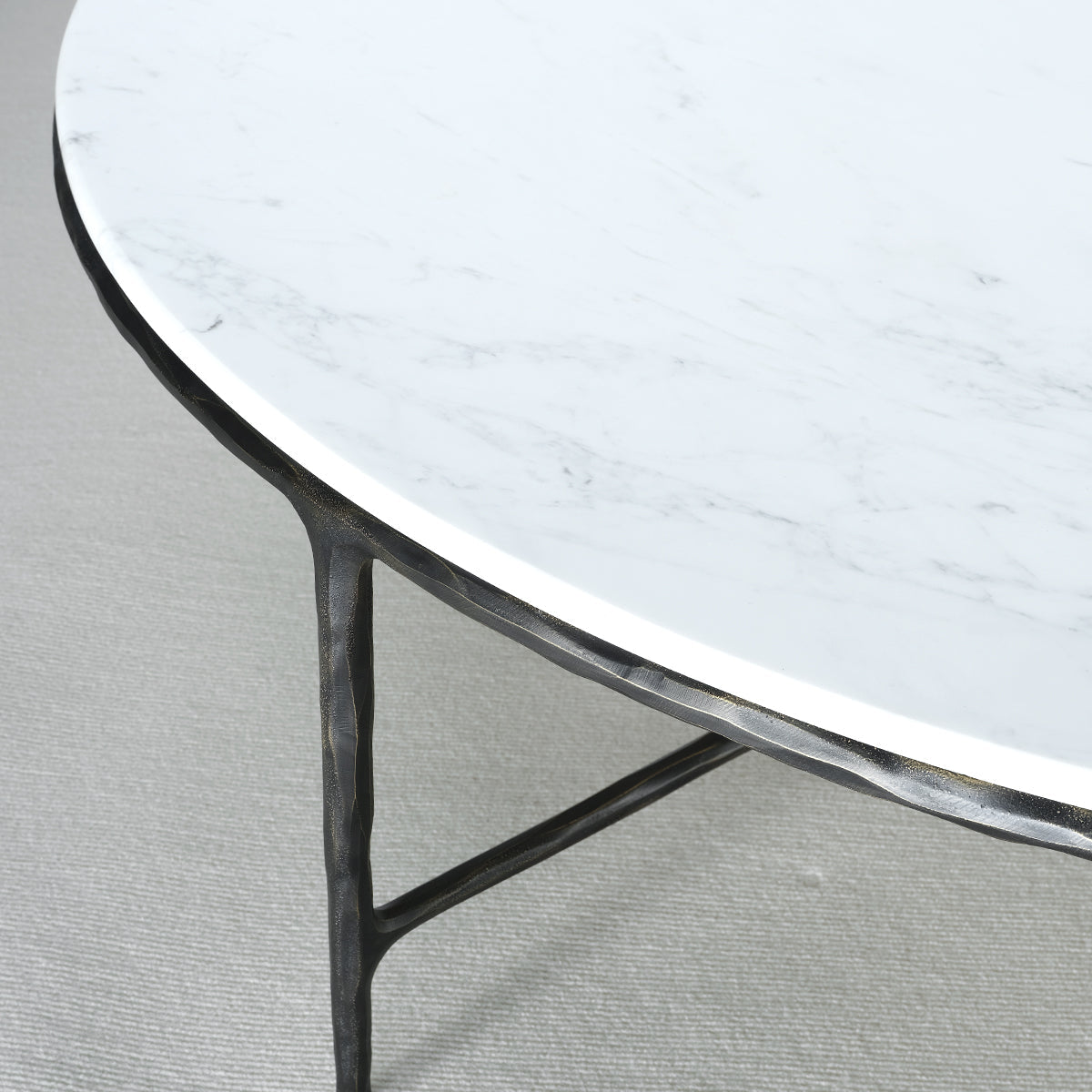 Thaddeus Forged Iron Marble Round Coffee Table 36" 55" - Dawn Lamps
