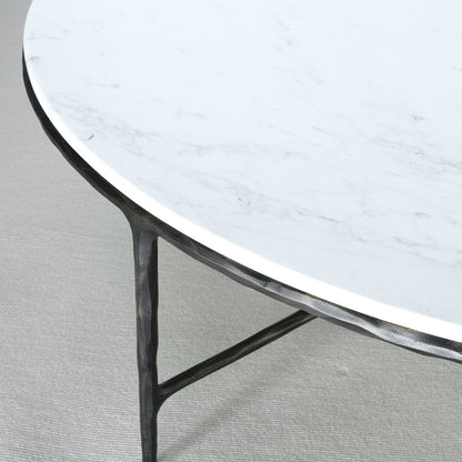 Thaddeus Forged Iron Marble Round Coffee Table 36" 55" - Dawn Lamps