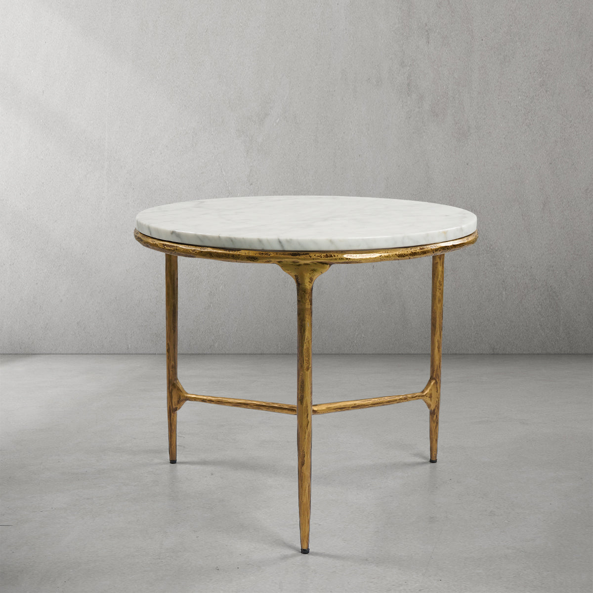 Thaddeus Forged Iron Marble Round Side Table 3 Table Leg 24"D - Dawn Lamps