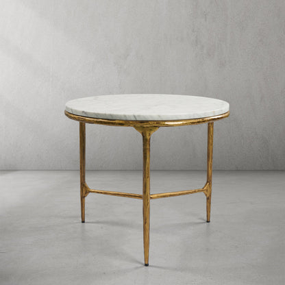 Thaddeus Forged Iron Marble Round Side Table 3 Table Leg 24"D - Dawn Lamps