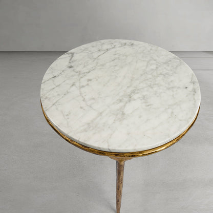 Thaddeus Forged Iron Marble Round Side Table 3 Table Leg 24"D - Dawn Lamps