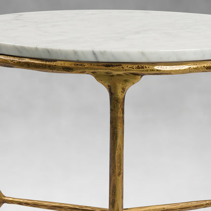 Thaddeus Forged Iron Marble Round Side Table 3 Table Leg 24"D - Dawn Lamps