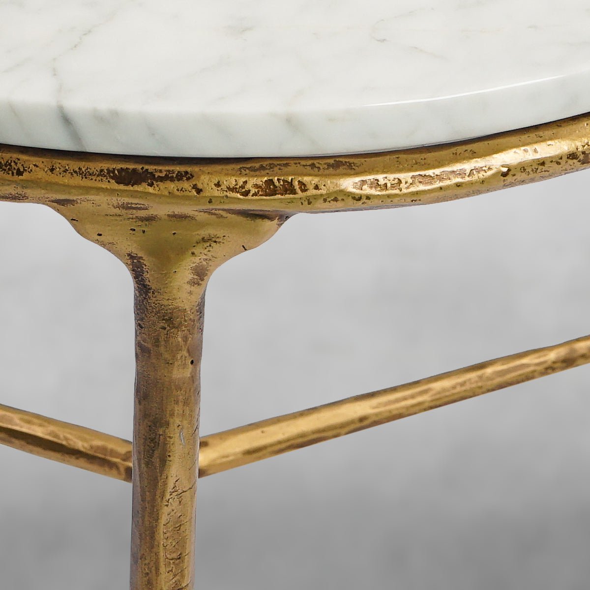 Thaddeus Forged Iron Marble Round Side Table 3 Table Leg 24"D - Dawn Lamps