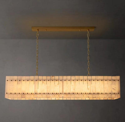 San Marco Alabaster Linear Chandelier 54" 72" - Dawn Lamps