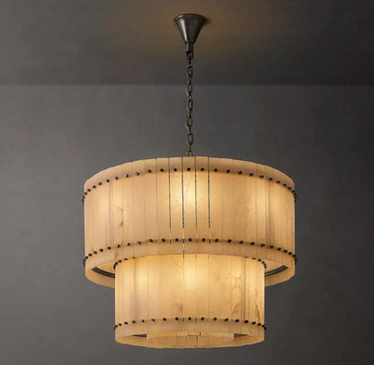 San Marco Alabaster Round 2-Tiered Chandelier - Dawn Lamps